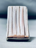 The Best Vintage Native American Navajo Pink Shell Inlay Sterling Silver Ring-Nativo Arts