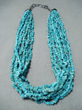 Spectacular Native American Navajo 15 Strand Turquoise Sterling Silver Necklace-Nativo Arts