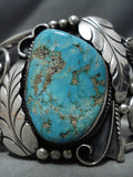 Extremely Rare #8 Turquoise Vintage Native American Navajo Sterling Silver Bracelet Old Cuff-Nativo Arts