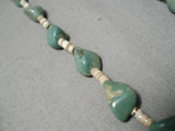 Native American Amazing Vintage Santo Domingo Green Turquoise Sterling Silver Necklace-Nativo Arts
