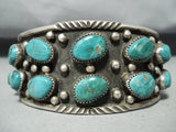 Rare Earlier Signed Vintage Native American Navajo Green Turquoise Sterling Silver Bracelet-Nativo Arts