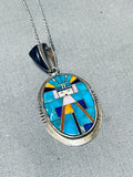 Dynamic Vintage Native American Navajo Turquoise Sterling Silver Kachina Necklace-Nativo Arts