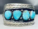 Rare Easter Blue Turquoise Vintage Native American Navajo Sterling Silver Bracelet-Nativo Arts