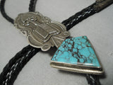 Opulent Vintage Native American Navajo Spiderweb Turquoise Sterling Silver Arrow Bolo Tie-Nativo Arts