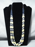 Native American Exceptional Vintage Santo Domingo Lapis Pearl Serpentine Necklace-Nativo Arts