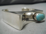 Impressive Navajo Native American Larry Kay Sterling Silver Turquoise Bracelet-Nativo Arts