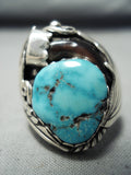 Authentic Badger Native American Navajo Turquoise Sterling Silver Ring-Nativo Arts