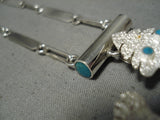 Important Museum Native American Navajo Horny Toad Sterling Silver Turquoise Necklace-Nativo Arts