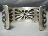 Astonishing Navajo Wide Sterling Silver Bracelet Native American-Nativo Arts