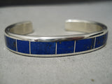 Stunning Vintage Zuni Lapis Inlay Sterling Silver Bracelet Native American-Nativo Arts