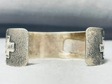 Intriguing Native American Navajo Signed Sterling Silver Hands Textured Bracelet-Nativo Arts