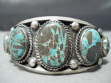 Heavy Vintage Native American Navajo Bisbee Turquoise Sterling Silver Bracelet Old Cuff-Nativo Arts