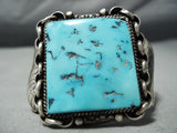 One Of Best Vintage Native American Navajo Square Sleeping Turquoise Sterling Silver Bracelet-Nativo Arts