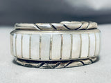 One Of The Best Vintage Native American Navajo Pearl Inlay Sterling Silver Bracelet-Nativo Arts