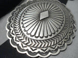 Harry Joe Hand Tooled Vintage Native American Navajo Sterling Silver Concho Belt Old-Nativo Arts