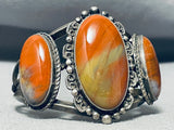 Sturdy Signed Older Vintage Native American Navajo Petrified Wood Sterling Silver Bracelet-Nativo Arts