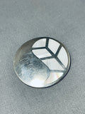 Exquisite Vintage Native American Navajo Mother Of Pearl Sterling Silver Pin-Nativo Arts