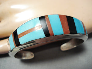 Important Vintage Native American Navajo Larry Castillo Turquoise Sterling Silver Bracelet-Nativo Arts