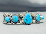 Freddy Thompson Vintage Native American Navajo Blue Turquoise Sterling Silver Bracelet-Nativo Arts