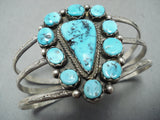 Gorgeous Vintage Native American Navajo Blue Diamond Turquoise Sterling Silver Bracelet-Nativo Arts