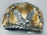 Important Chee Eagle Vintage Native American Navajo Sterling Silver Gold Bracelet-Nativo Arts