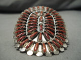 One Of The Biggest Ever Native American Navajo Coral Sterling Silver Ring-Nativo Arts