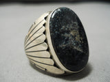 Important New Lander Blue Turquoise Native American Navajo Sterling Silver Ring-Nativo Arts