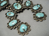 Huge Vintage Native American Navajo Turquoise Sterling Silver Squash Blossom Necklace Old-Nativo Arts