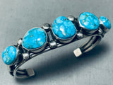 Intense Important Native American Navajo Carico Lake Turquoise Sterling Silver Bracelet-Nativo Arts