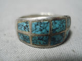 Wonderful Vintage Native American Navajo Spiderweb Turquoise Sterling Silver Ring Old-Nativo Arts