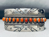 One Of The Most Unique Vintage Native American Navajo Coral Sterling Silver Bracelet-Nativo Arts