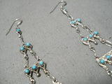 Towering Vintage Zuni Native American Turquoise Sterling Silver Earrings-Nativo Arts