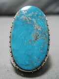 Incredible Vintage Native American Navajo Ray Jack Huge Turquoise Sterling Silver Ring-Nativo Arts