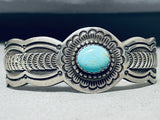 John Begay Vintage Native American Navajo Blue Gem Turquoise Sterling Silver Bracelet-Nativo Arts
