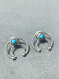 Pretty Native American Navajo Turquoise Sterling Silver Earrings-Nativo Arts