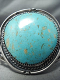 Awesome Vintage Native American Navajo Earth Blue Turquoise Sterling Silver Bracelet Old-Nativo Arts
