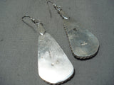 Huge Vintage Native American Navajo Spiny Oyster Sterling Silver Earrings-Nativo Arts