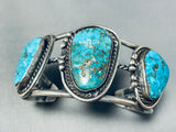 Wonderful Vintage Native American Navajo Pilot Mountain Turquoise Sterling Silver Bracelet-Nativo Arts