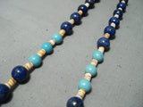 Amazing Vintage Native American Navajo Turquoise Lapis Sterling Silver Necklace-Nativo Arts