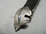 Intricate! Vintage Native American Navajo Sterling Silver Bear Hand Tooled Concho Belt Old-Nativo Arts