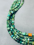 One Of The Finest Native American Navajo Signed Sterling Silver Green Turquoise Necklace-Nativo Arts