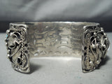 Incredible Detailed Heavy Vintage Native American Navajo Turquoise Sterling Silver Bracelet-Nativo Arts