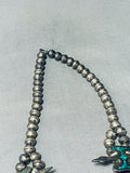 219 Gram Vintage Native American Navajo Turquoise Coral Sterling Silver Squash Blossom Necklace-Nativo Arts
