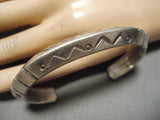 Wonderful Vintage Native American Navajo Riased Spine Stamped Sterling Silver Bracelet-Nativo Arts