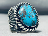 Opulent Del Gordan Vintage Native American Navajo Bisbee Turquoise Sterling Silver Ring-Nativo Arts