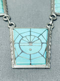 One Of The Best Vintage Native American Zuni Turquoise Sterling Silver Channel Necklace-Nativo Arts