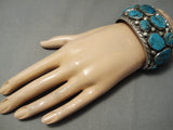 Native American Big Heavy Thick Navajo Turquoise Sterling Silver Bracelet-huge!-Nativo Arts