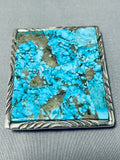 The Best Vintage Native American Navajo #8 Turquoise Inlay Sterling Silver Buckle-Nativo Arts