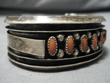Stunning Vintage Native American Navajo Coral Sterling Silver Bracelet-Nativo Arts