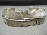 Extremely Detailed Vintage Native American Navajo Sterling Silver Feather Bracelet-Nativo Arts